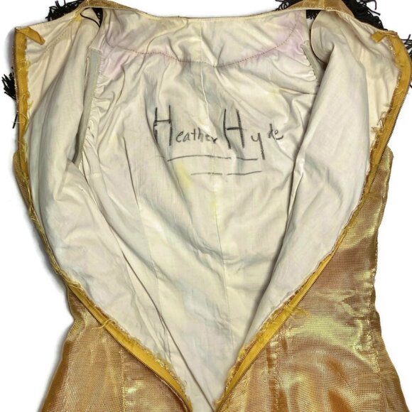 Vtg 60s circus pinup showgirl dance rave festival costume leotard gold fringe OS - Picture 5 of 5